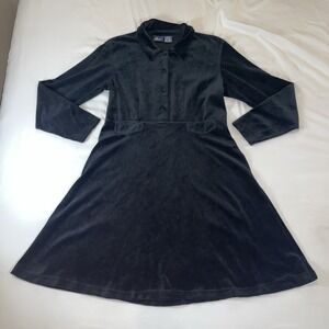 Vintage Black Velvet Long Sleeve Dress by LizSport Size Large